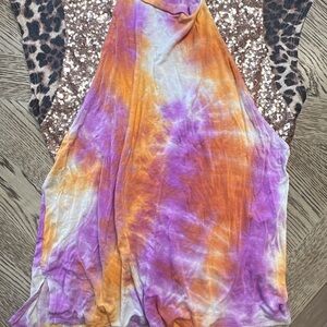 Multicolor Tie-Dye and Leopard Print Women's Top